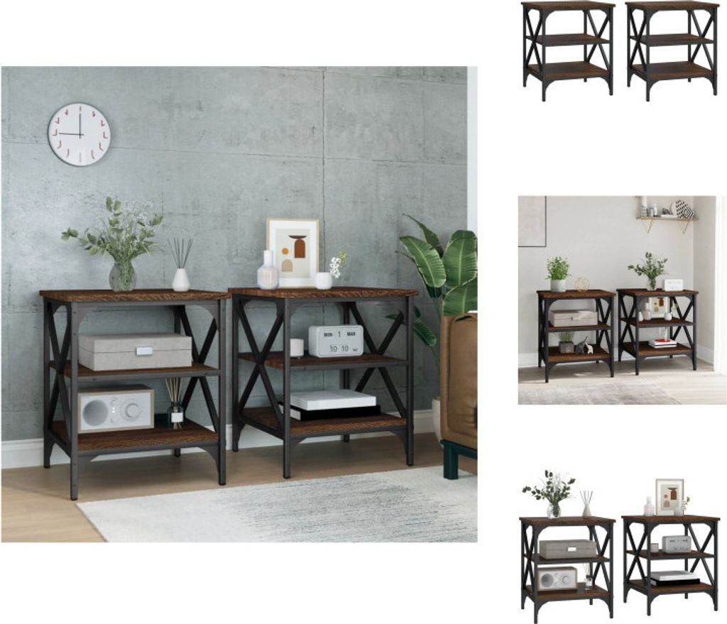vidaXL Beistelltische 2 Stk. Braun Eichen-Optik 40x42x50 cm - Beistelltische