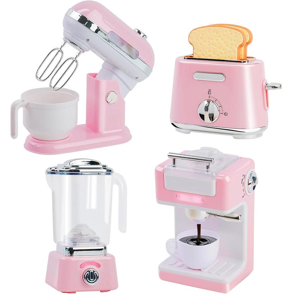 Kinderküchen-Spielset mit Kaffeemaschine, Mixer und Toaster, Licht- und Soundeffekte,ideales Geschenk für Mädchen zu Geburtstag oder Weihnachten
