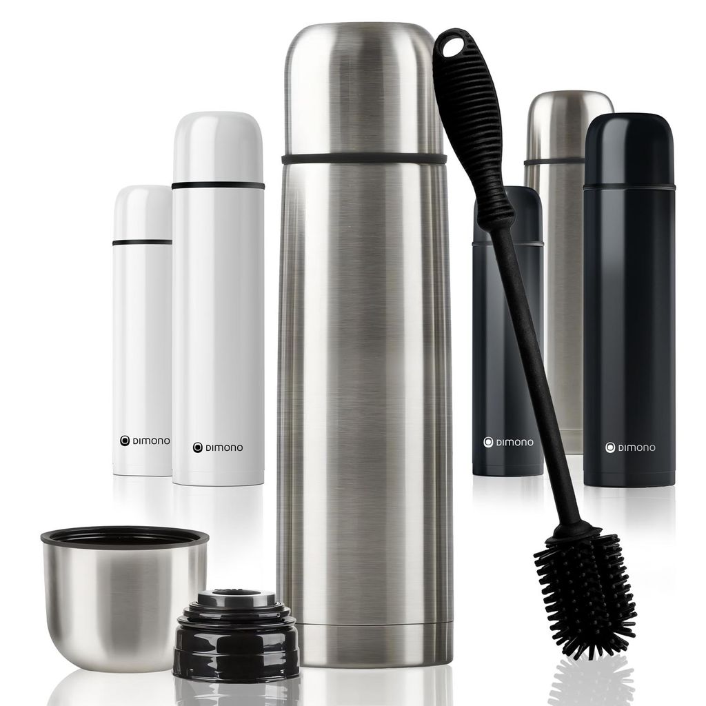 Doppelwandige Thermosflasche 500 ml Silber aus Edelstahl – Produktbild 