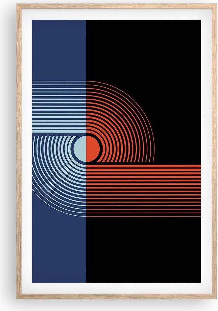 Gerahmtes Poster - Rahmen in heller Eiche - Abstraktion Moderne Minimalismus - 61x91,5 cm - Wand Bild - Wanddeko - Wandbilder - Kunstposter - Wandp...