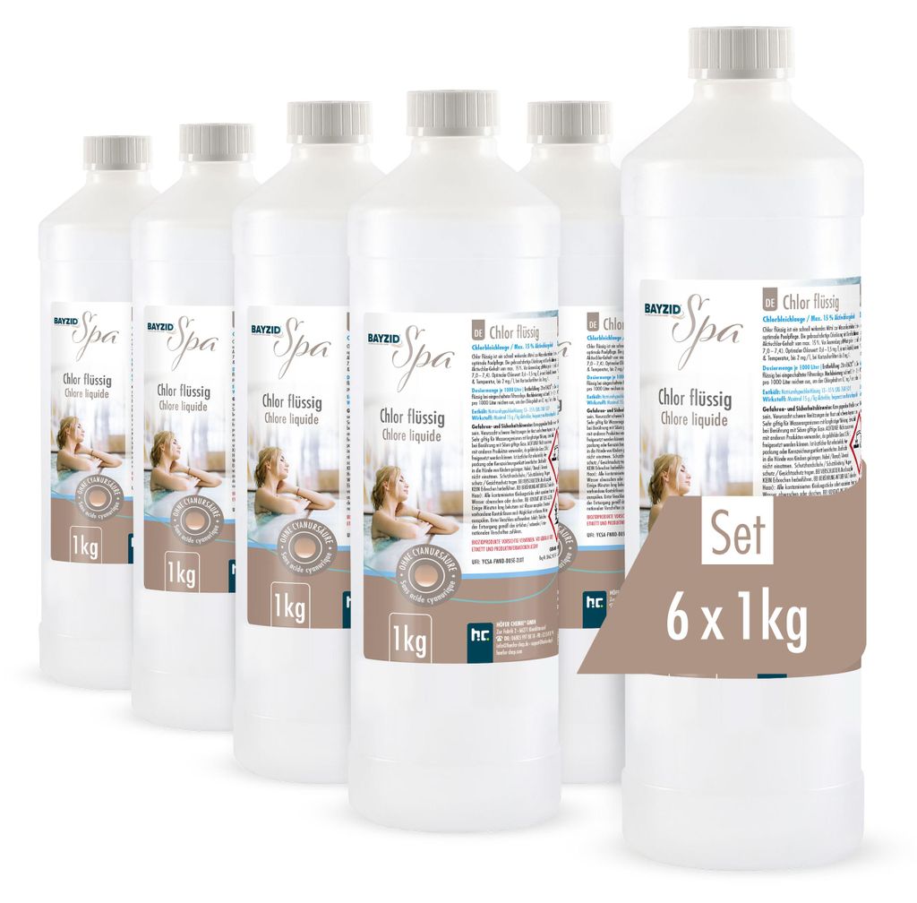 6x1 kg BAYZID® SPA Flüssigchlor zur schnellen Wasserpflege Produktbild 