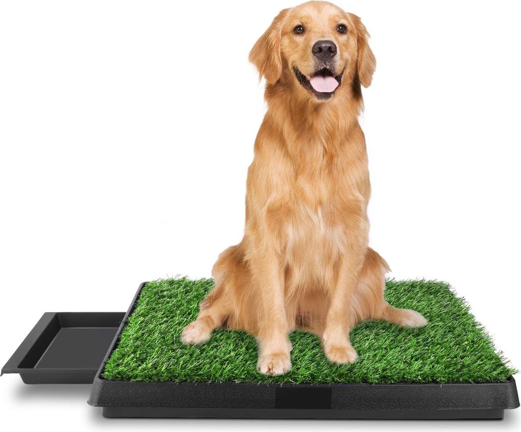 Hundetoilette, 63 x 50 cm, mit dreistufiger Struktur und Kunstrasen, geeignet für kleine Hunde und ältere Hunde, Trainingsverhalten