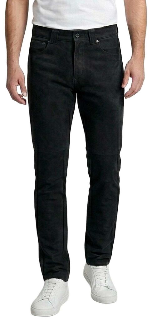 MADDOX - Herren Lederhose Lammnubuk schwarz : 42
