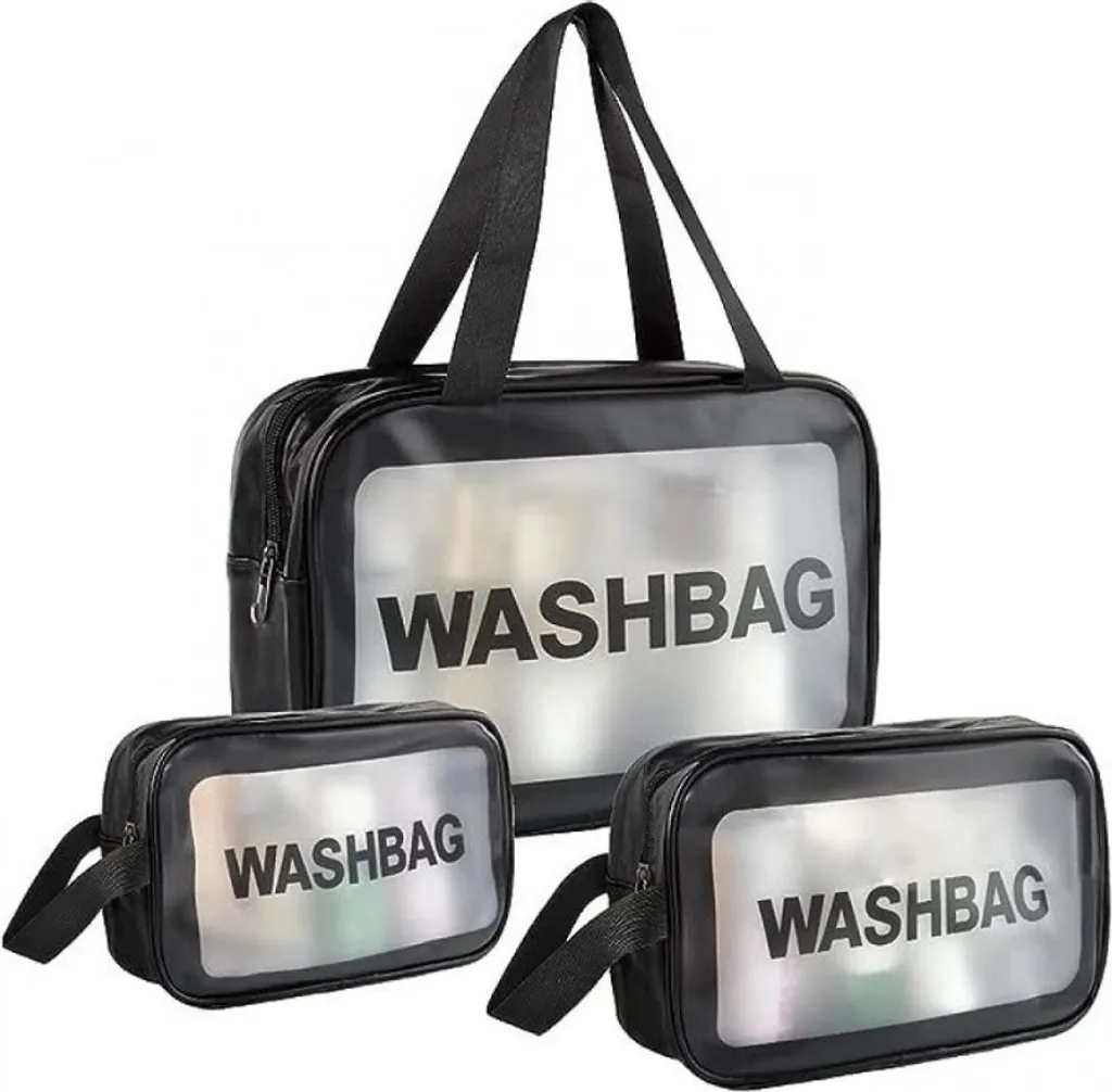 Borsa per cosmetici WASHBAG set di 3, nero
