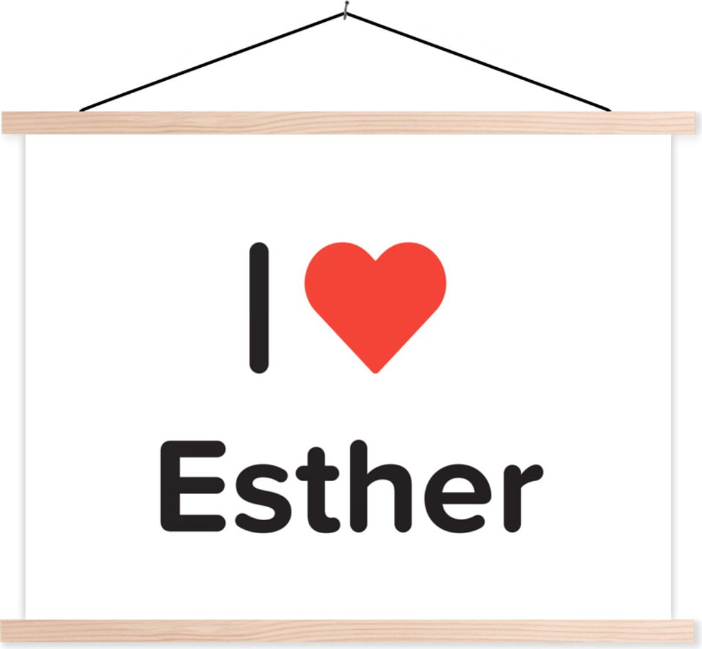 MuchoWow Textilposter Ich liebe - Esther - Mädchen 120x90 cm mit holzfarbenen Rahmen - Magnetisch