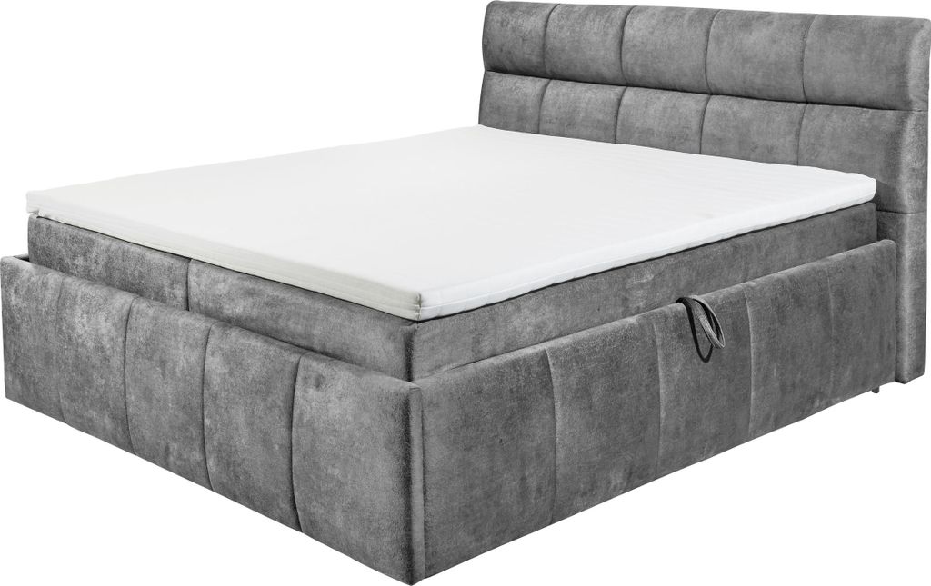 Boxbett >AVIDANO 6< 180x200 cm Liegefläche, Bezug in grey - 203x123x213cm (BxHxT)