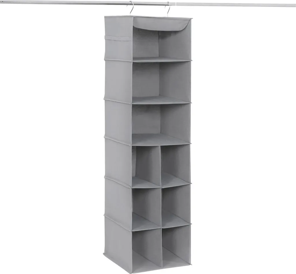 Étagère suspendue en tissu gris clair avec 9 compartiments de rangement