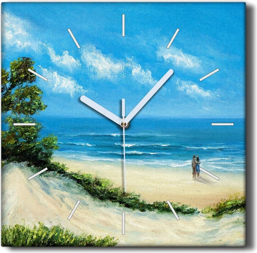 Coloray Hodiny Unikátní 30x30 cm Tiché hodiny Pro obývací pokoj a kuchyň Nástěnné hodiny Plátno Černé ručičky hodin - Pár pobřežn...