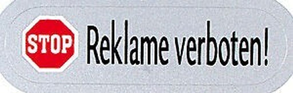 PVC Aufkleber für Briefkasten Briefkästen - KEINE WERBUNG - REKLAME - 302054 - Gr. ca. 58 x 16 mm