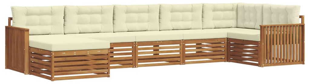 vidaXL Outdoor-Sofagarnitur mit Kissen 7 pcs Natur und Creme