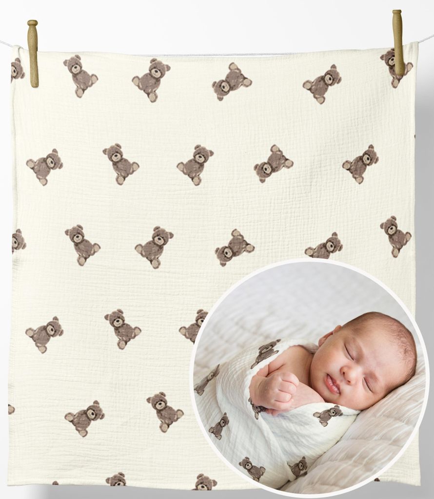 Musselin Mullwindel 120x120 cm – Dickes Mulltuch gekreppt, Baby Einschlagtuch & Decke