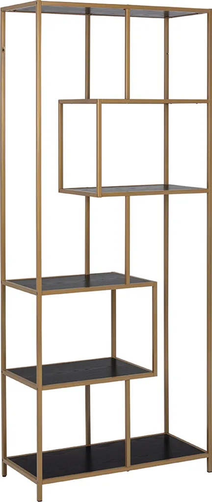 Grande étagère dorée et noire Chelsea 185 cm de haut style moderne