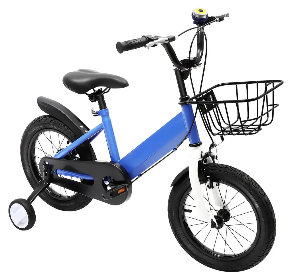 Vélo enfant 14 pouces bleu en acier carbone avec petites roues