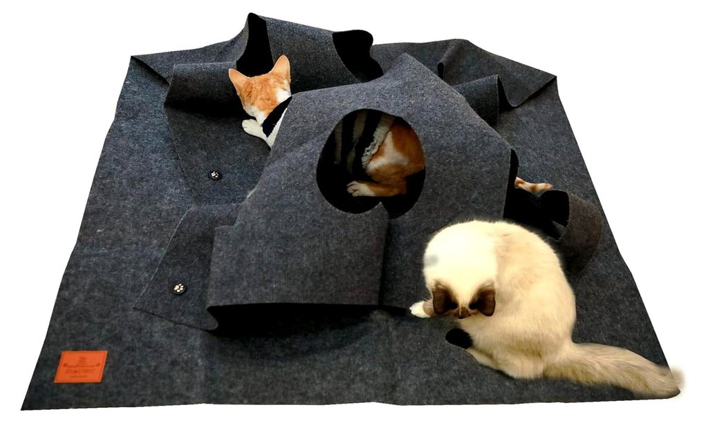 Katzenteppich, Interaktive Beschäftigungsspielmatte für Katzen 100x100CM (Grau)
