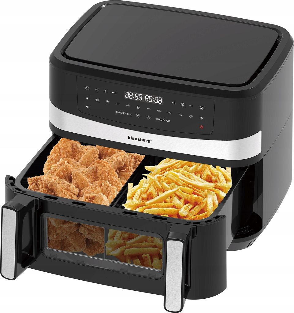 Klausberg 2600W Grosse Fettfreie Friteuse 9L 2X4.5L Luftfriteuse