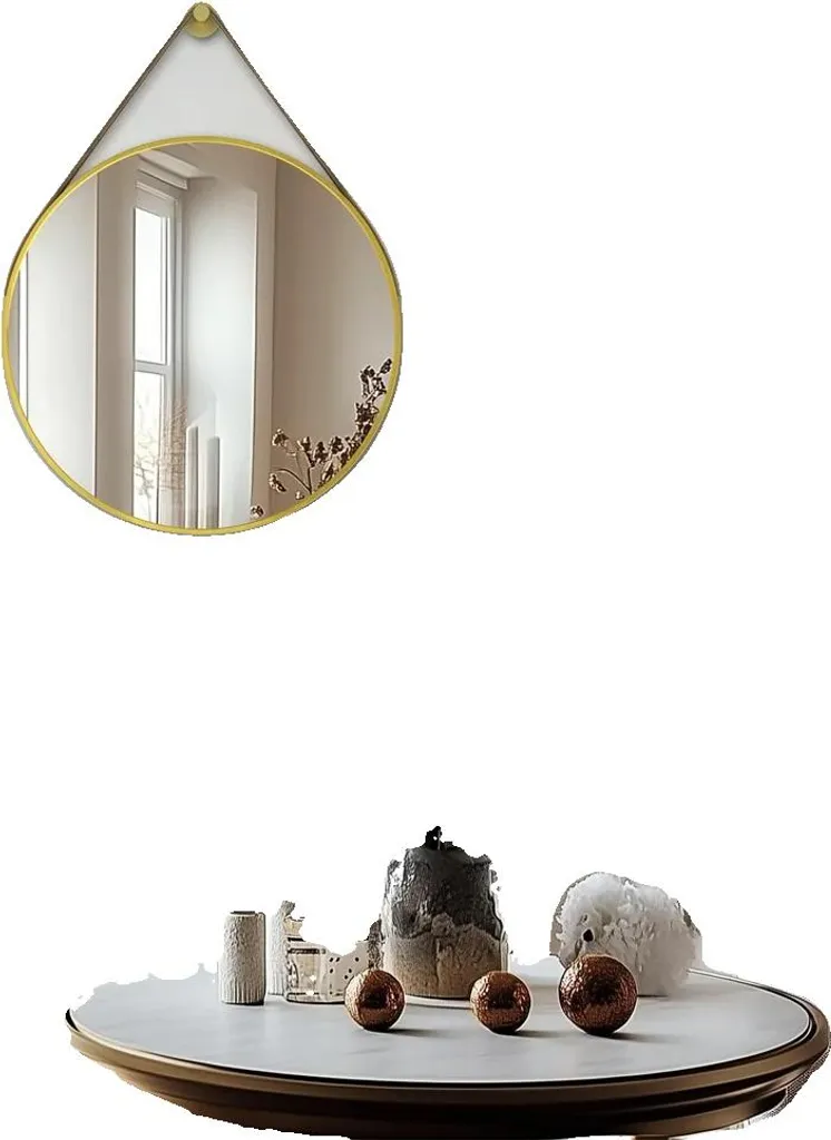 Miroir mural rond doré 80cm avec cadre élégant en aluminium brossé