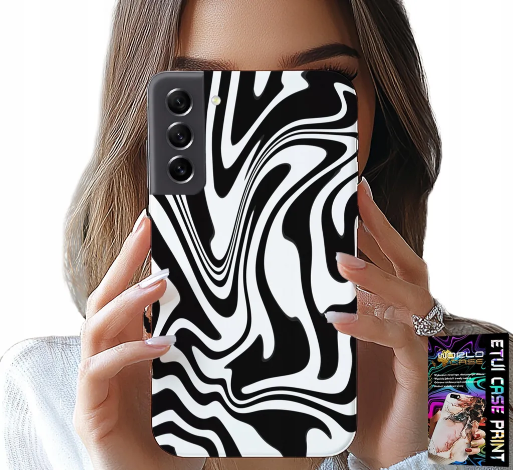 Custodia Per Samsung Galaxy S21 - Bianco E Nero Astratto + Vetro Hart