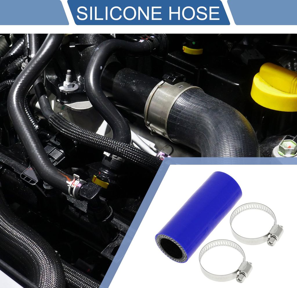 1 Satz 22mm/0,87" ID 76mm/2,99" Länge 0 Grad Blau Schwarz Auto Silikonschlauch mit Schellen Kühlmittelschlauch Universal