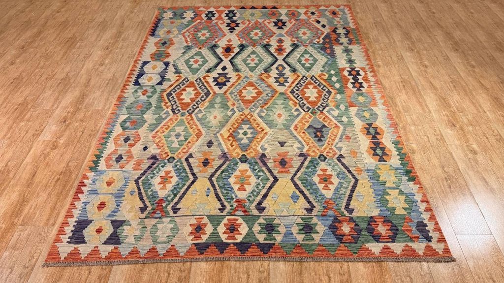 Teppich KELIM ORIGINAL | Farbe: Multi; Größe: 202x298 cm | strapazierfähig und leicht zu reinigen | Wohnzimmer | Schlafzimmer