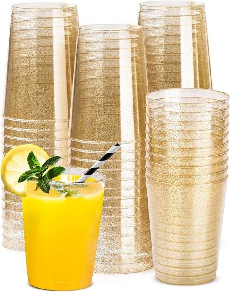 50 goldfarbene Schalen mit Glitzer, 300 ml, hochglanzpoliert, personalisierbar, als Geburtstagsgeschenk, Dessertgläser für die Hochzeit, Partybec...