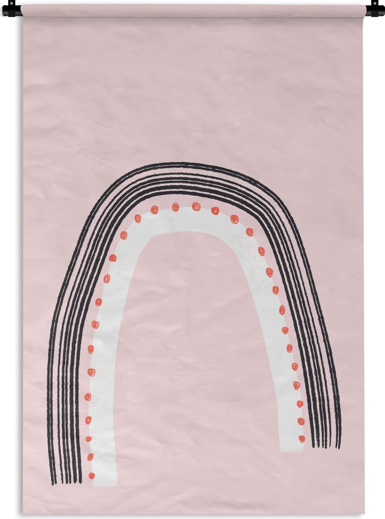 MuchoWow Wandteppich Wandbehang Regenbogen - Minimalismus - Rosa 60x90 cm Tapisserie Dekoration Wandtuch - Foto-Teppich - Abwaschbar