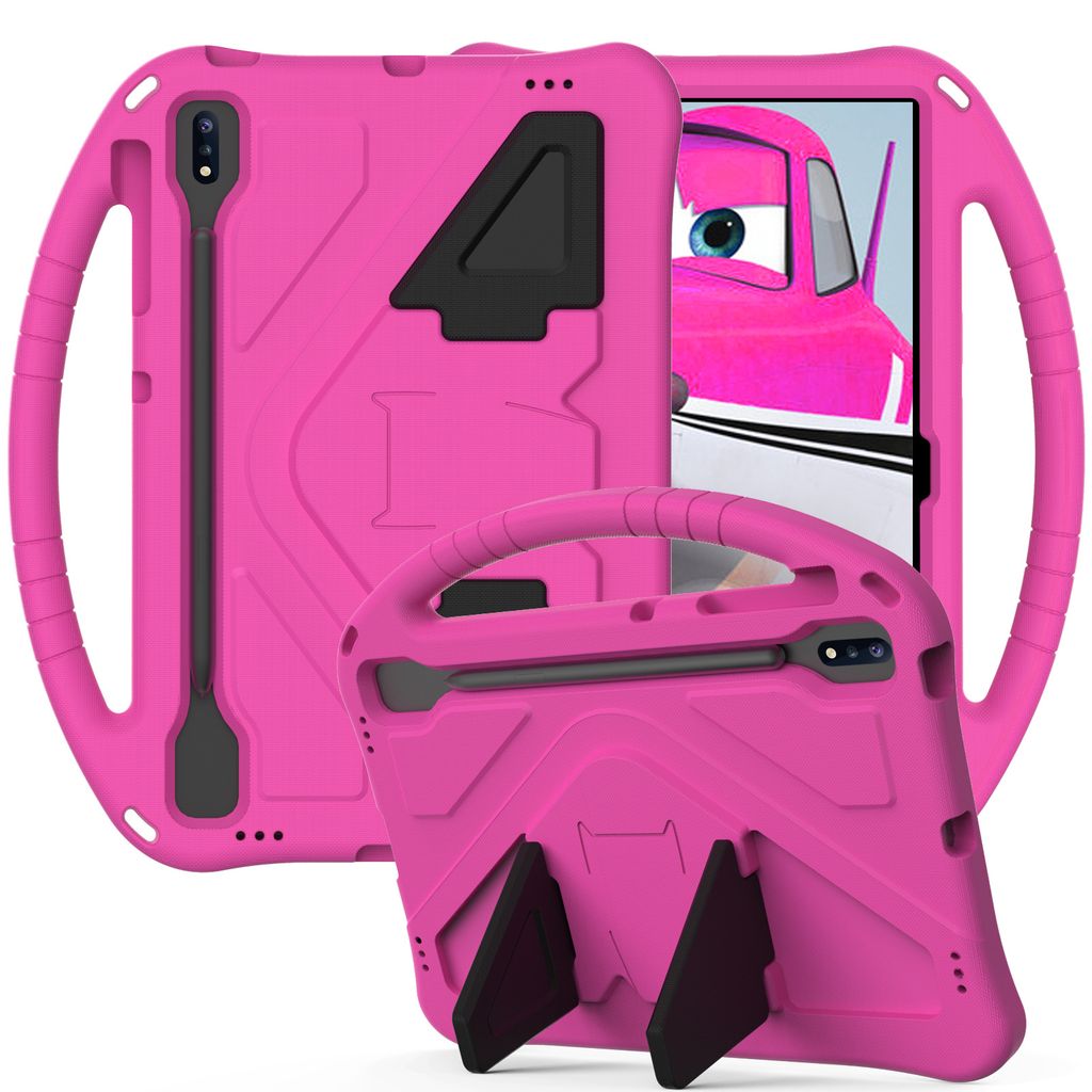 Kinder Hülle für Samsung Galaxy Tab S9+/Tab S9 FE+/Tab S7 FE/Tab S8+/Tab S7+ 12.4“, Eva Leichte Stoßfeste Ständer, Kids Griff Schutzhülle Rosa