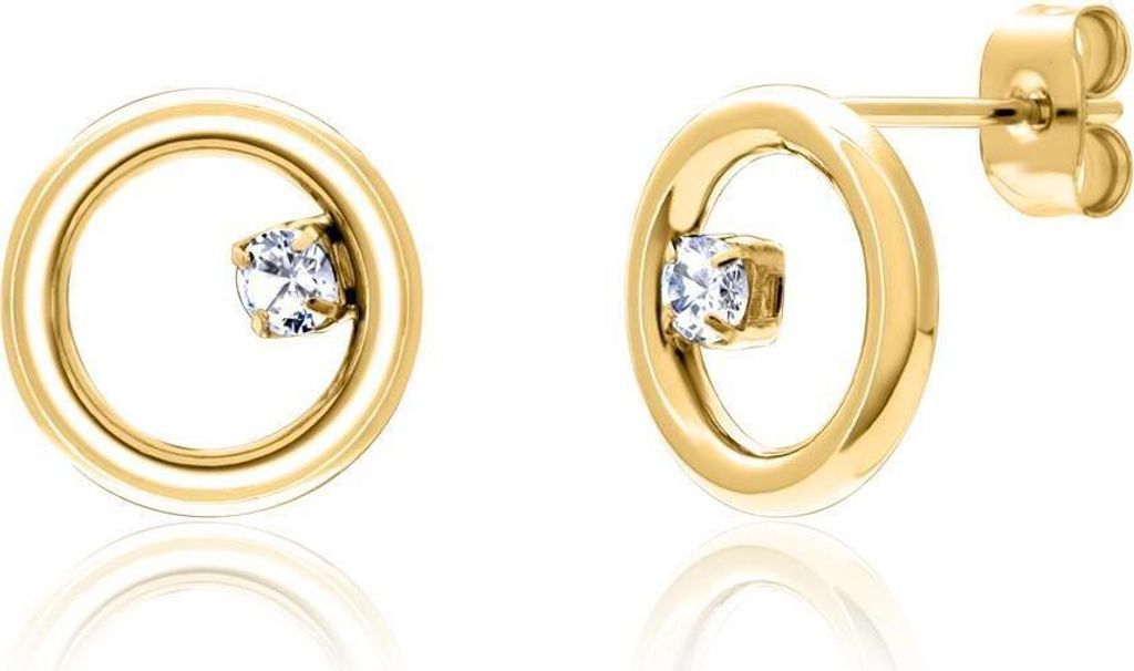 Ohrstecker Schlicht in Gold mit rundem Schmuckelement und Zirkonia E5124-G von JEWLIX