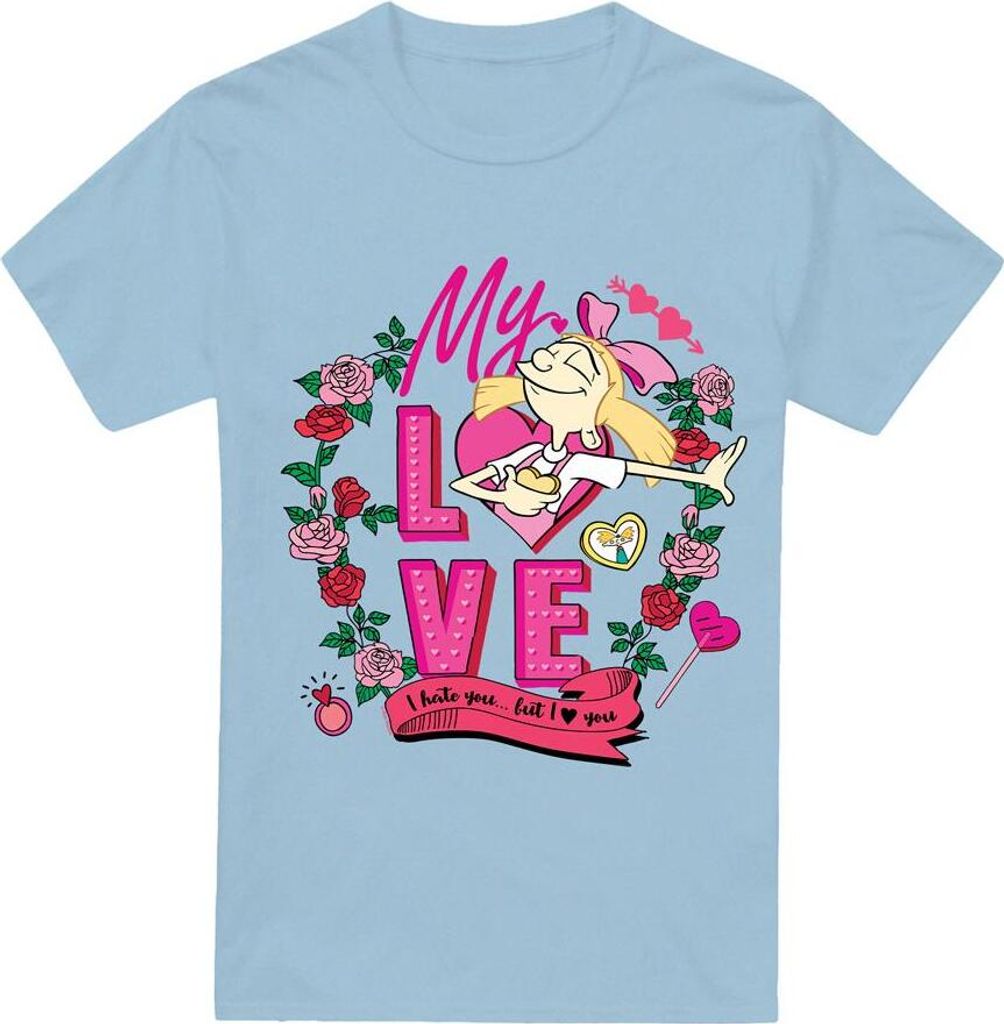 Hey Arnold! - "I Hate You But Love You" T-Shirt für Herren - Valentinstag TV6371 (M) (Hellblau)