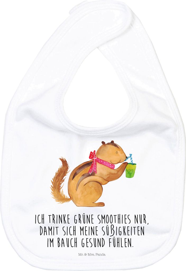 Mr. & Mrs. Panda Sabberlätzchen Eichhörnchen Smoothie - Weiß - Geschenk, Lätzchen Für Babys, Babylätzchen, Green Smoothies, Schlabberlatz, Ki...