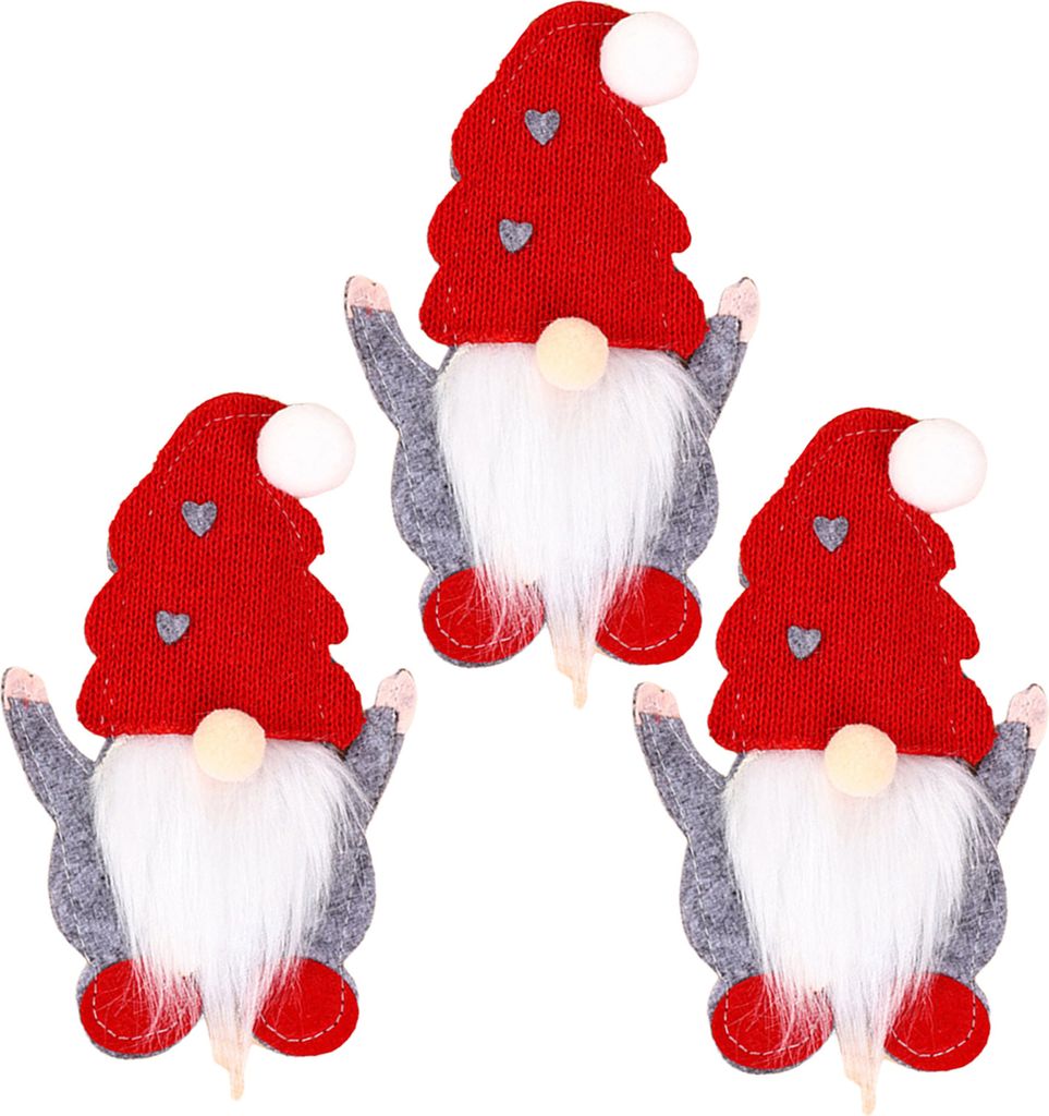 3-teiliger Weihnachtsgeschirrhalter, festlicher gesichtsloser Gnome-Besteckbeutel für Gabel und Messer, Weihnachtsdekoration für Küche und Essti...