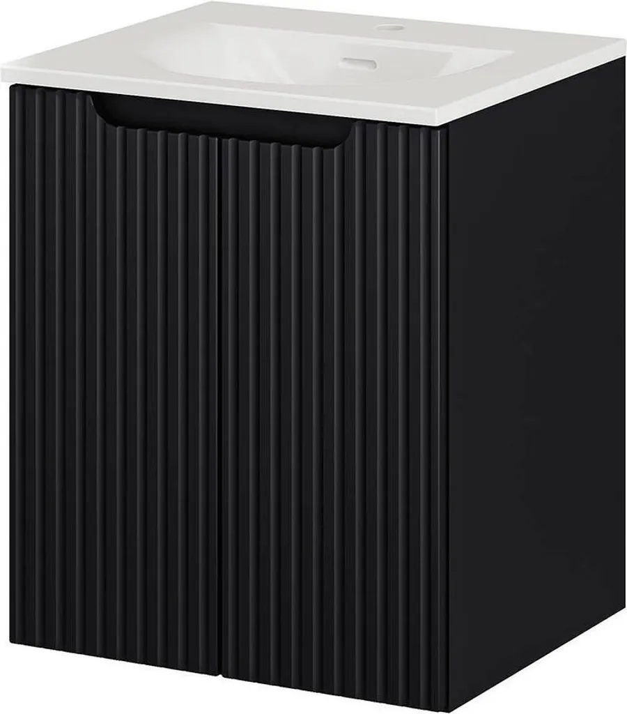 Aménager une petite salle de bain : meuble vasque Skelbolu 50cm noir