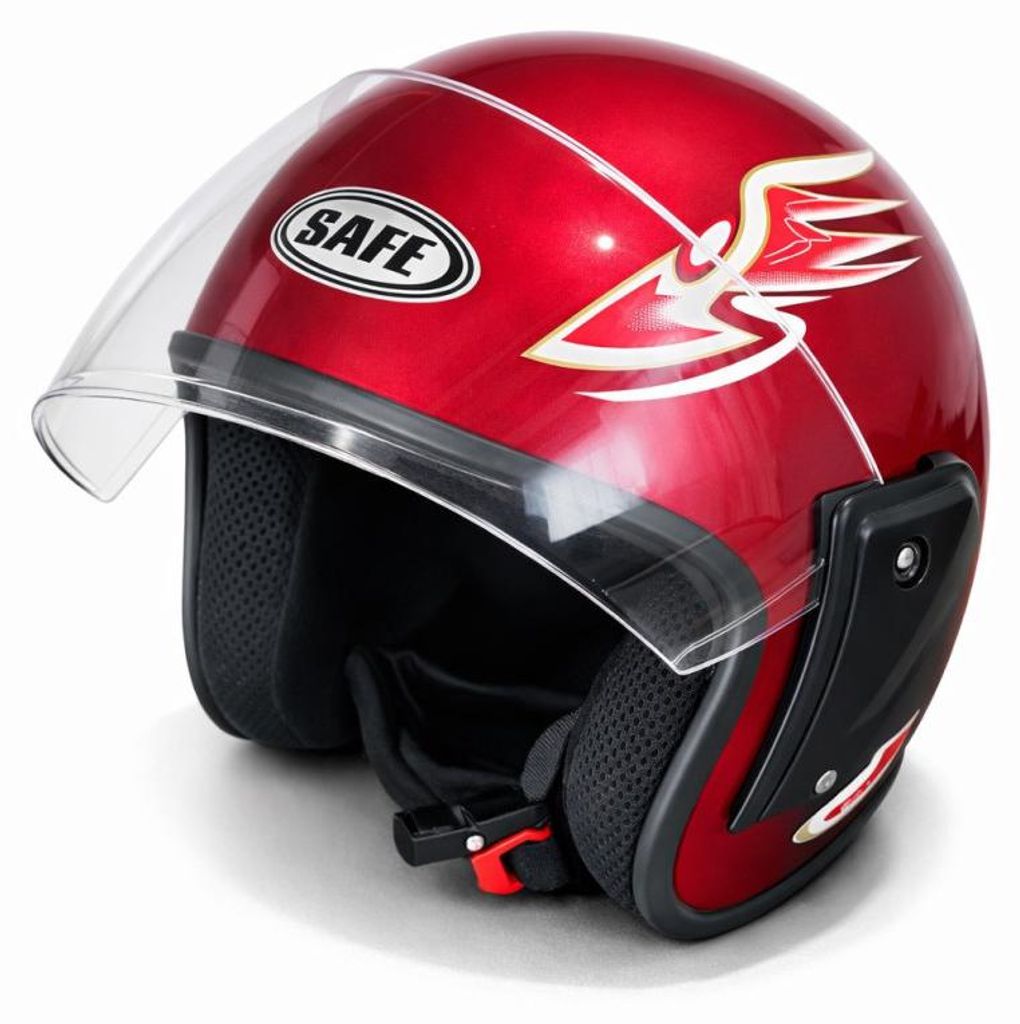 Helm mit Visier für Motorrad, Roller, ATV - Größe M/L, Rot Produktbild 