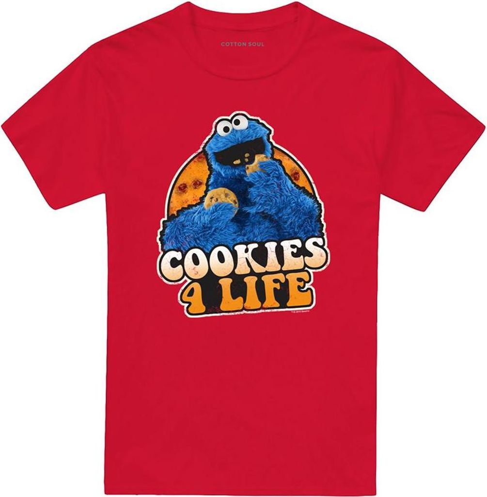 Sesame Street - "Cookies 4 Life" T-Shirt für Herren/Damen Uni TV20491 (S) (Rot)