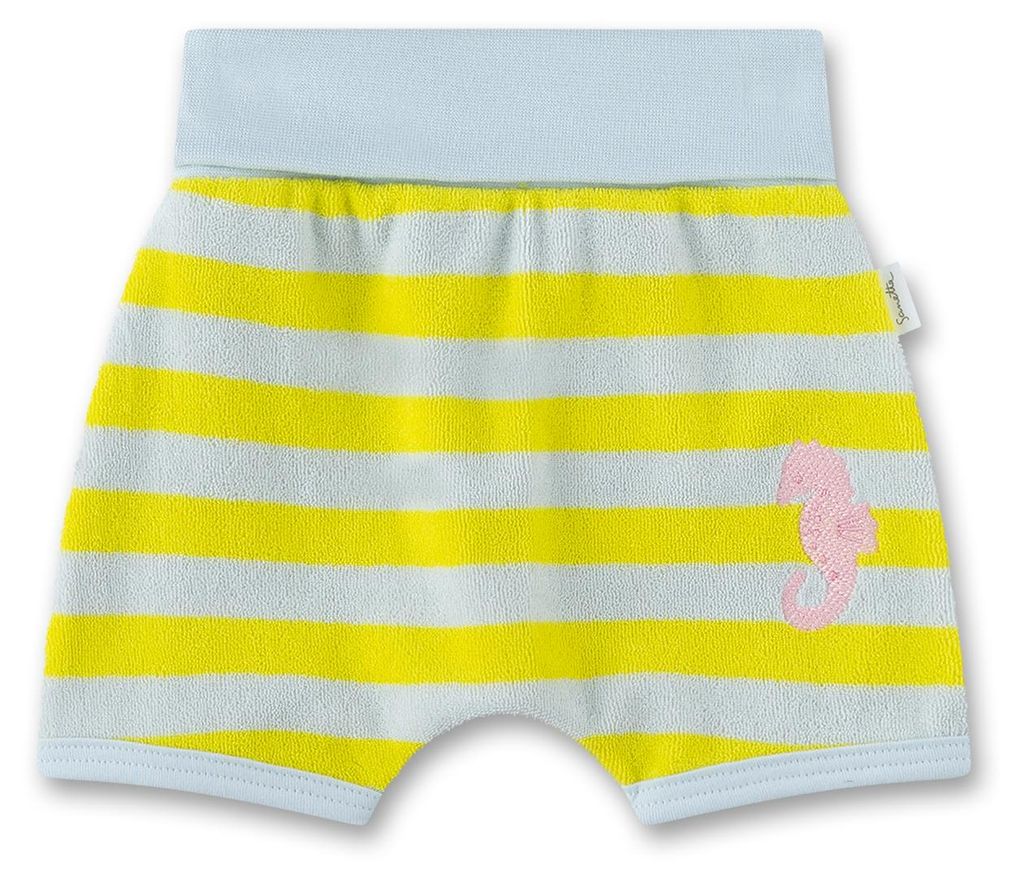 Sanetta Pure Mädchen-Shorts hellblau Seepferd/Ringel aus Frottee 80