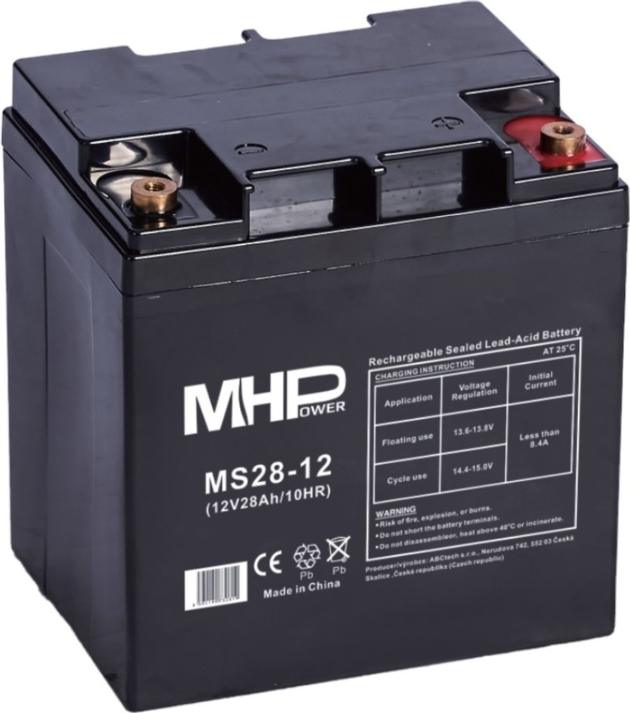 MHPower MS28-12 AGM 12V 28Ah, borne T1 (M6) Image du produit 