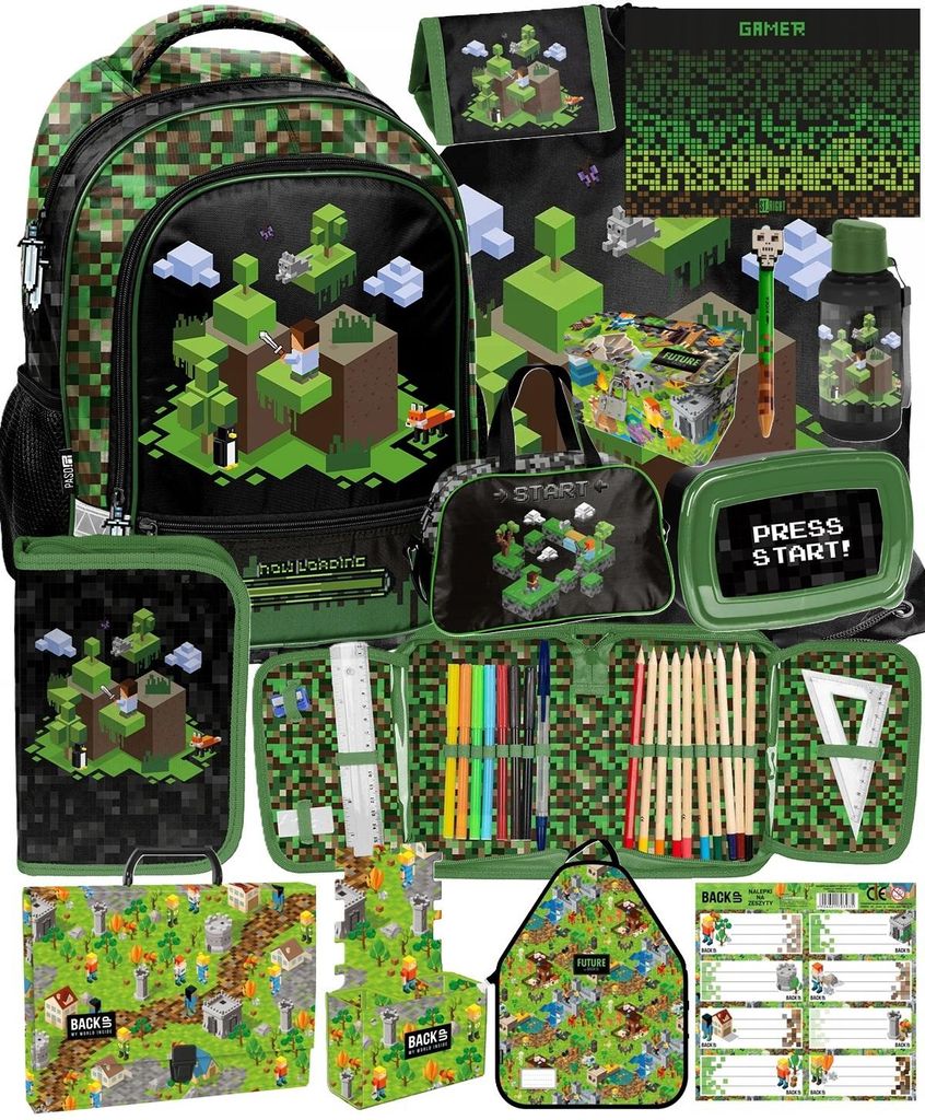 Sac à dos scolaire MINECRAFT 14 pièces, sac à dos Image du produit 