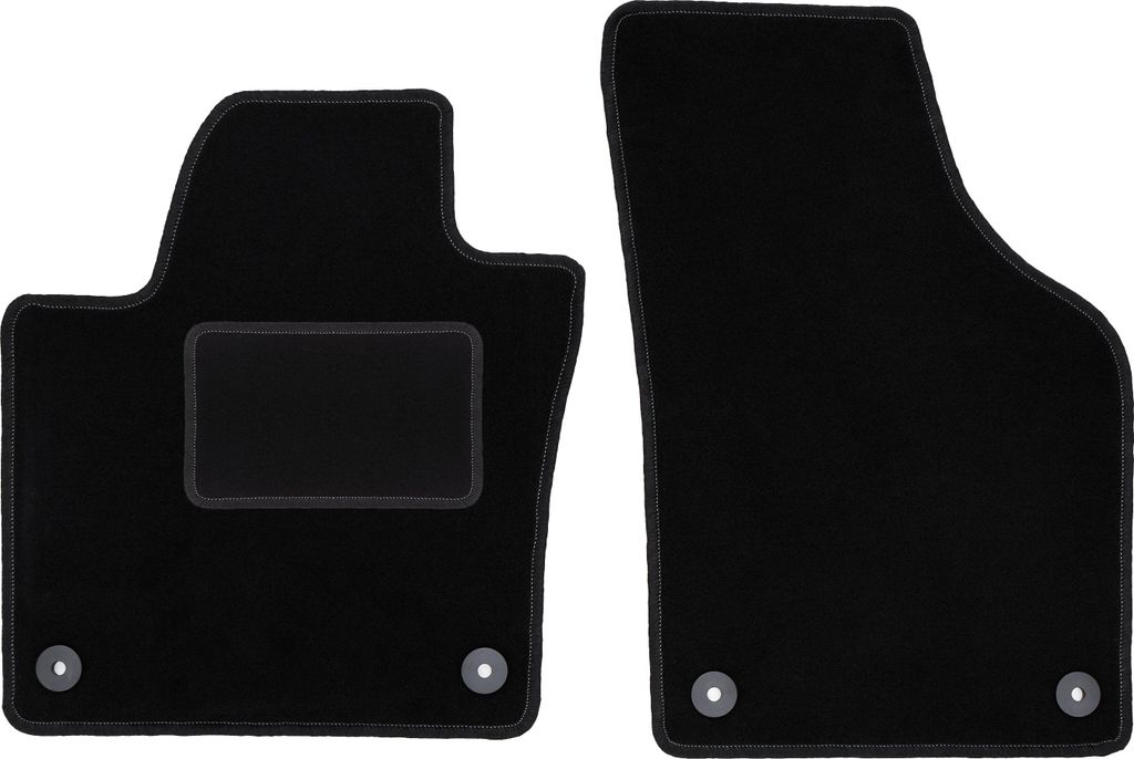 Velours-Fußmatten Vorne passend für Seat Alhambra II (Minivan, Bj. 2010-2018) – schwarz, passgenau, mit Befestigungen set 2 Stk. - STANDARD