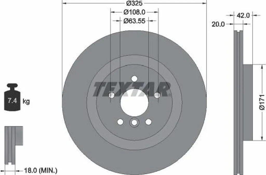 Disque de frein avant ventile pour berline Jaguar XF et XE