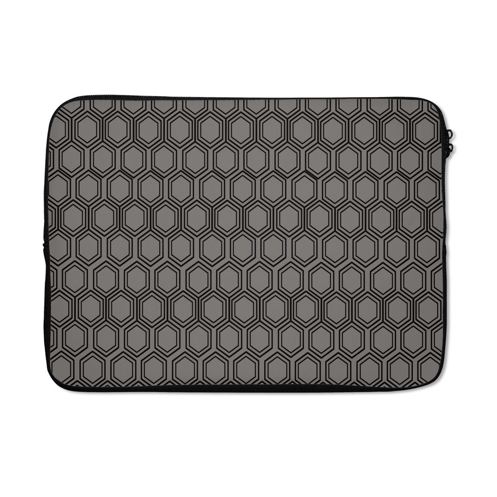 MuchoWow Laptop Hülle 13 Zoll Muster - Grau - Deluxe - Schwarz Laptoptasche - Laptophülle - Sleeve - Rundumschutz