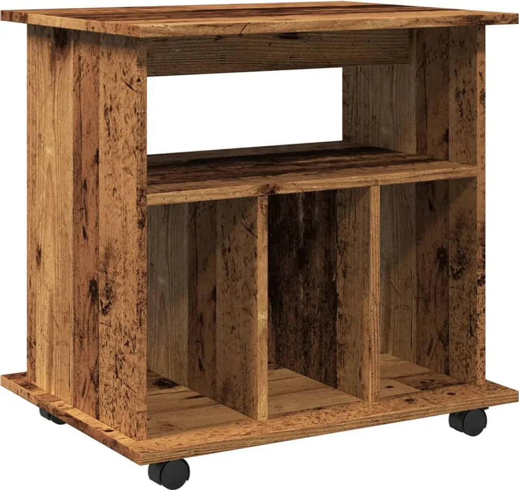Piedistallo Mobile Legno di Recupero 60x45x60 cm - Mobiletto con Ruote