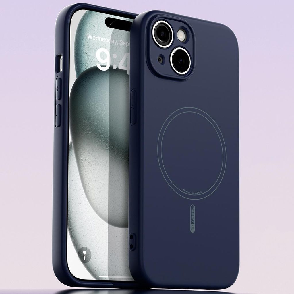 Magnetische Handyhülle für iPhone 15, MagSafe kompatible, Flüssig Silikon Stoßfest Kratzfest Hülle Dunkelblau