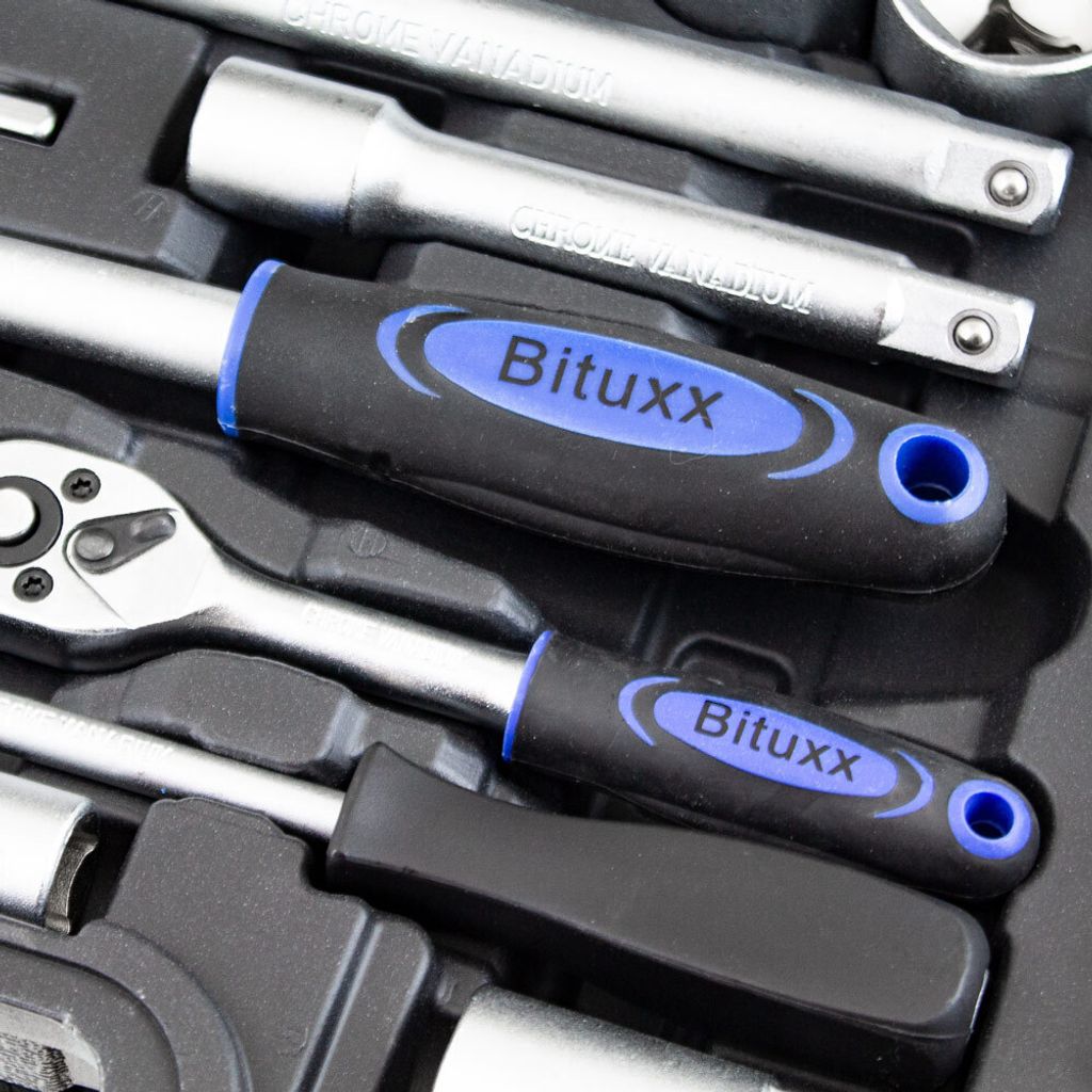 Bituxx Steckschlüsselsatz mit Ratschen 108tlg Schwarz Produktbild 7