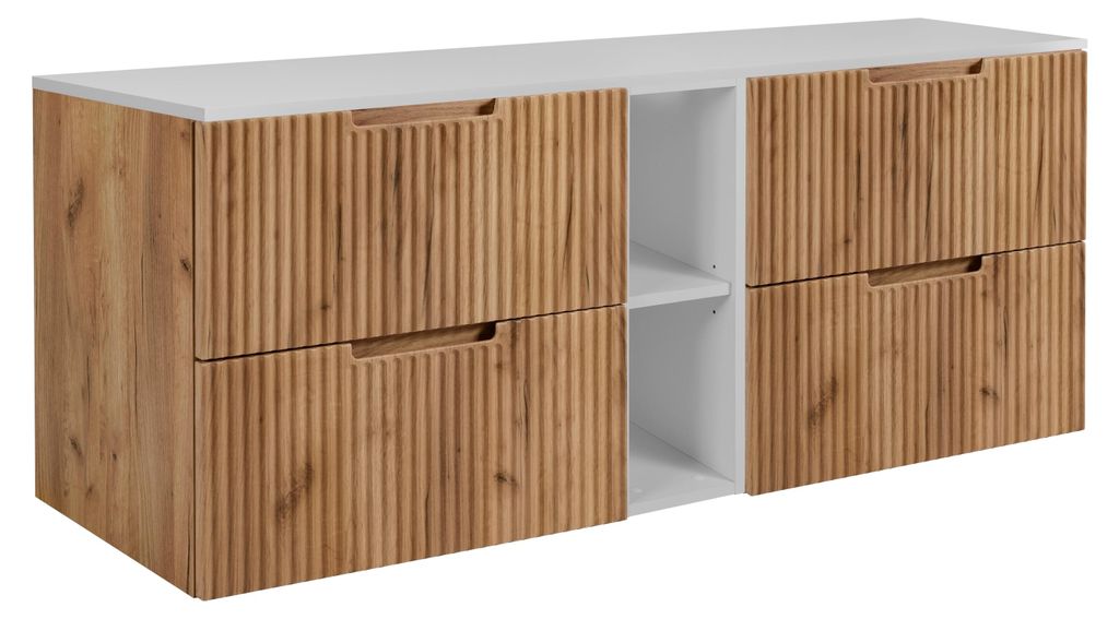 Badezimmerschrank, Craft-Eiche / Weiß, 180 ( 2 x 80 + 20) x 58,6 x 46 cm
