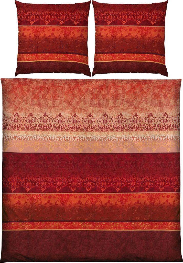 Erwin Müller Bettwäsche rot 1x 200x200 cm + 2x 80x80 cm