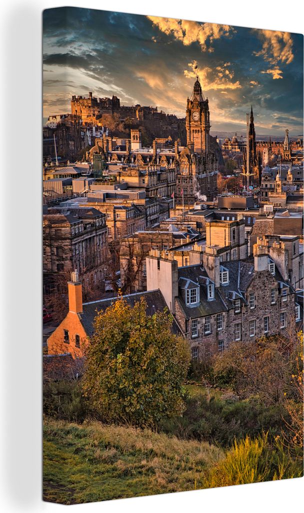 OneMillionCanvasses - Leinwandbilder - 90x140 cm, Bauwerke - Wolken - Schottland - Edinburgh, Wandbilder Kunstdruck Wanddekoration - Wandschmucke...