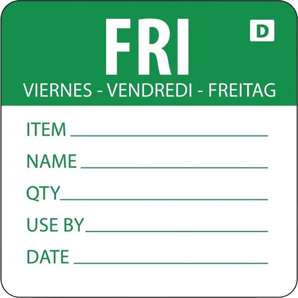 Vogue Auflösbare Etiketten Freitag Grün (250 Stück)