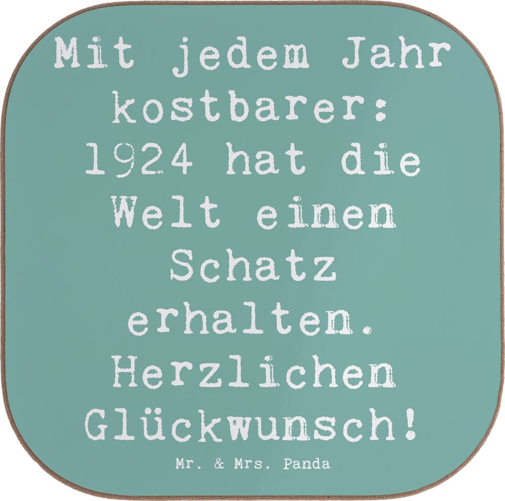 Mr. & Mrs. Panda Untersetzer Quadratisch Spruch 1924 Geburtstag - Meeresbrise - Geschenk, Alter, Glas, liebevoll gestaltet, für Gläser, Erinnerun...