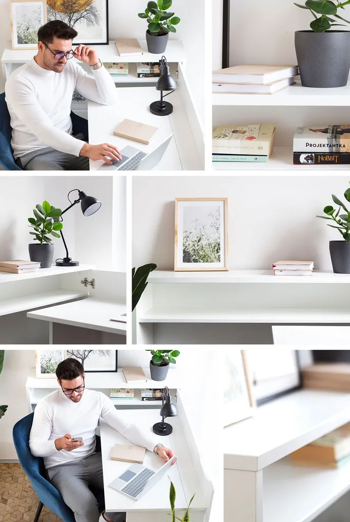 Bureau modulable CELENA gris orientation gauche structure gain de place - 13