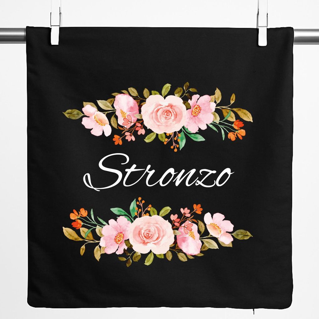 Huuraa Kissenbezug Stronzo italienisch Blumen 40x40cm Black Baumwolle Dekokissenbezug Geschenkidee