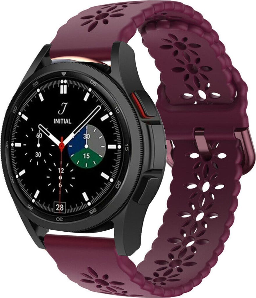 Strap-it Samsung Galaxy Watch 4 Classic 46mm Silikonarmband mit Muster (Burgund)
